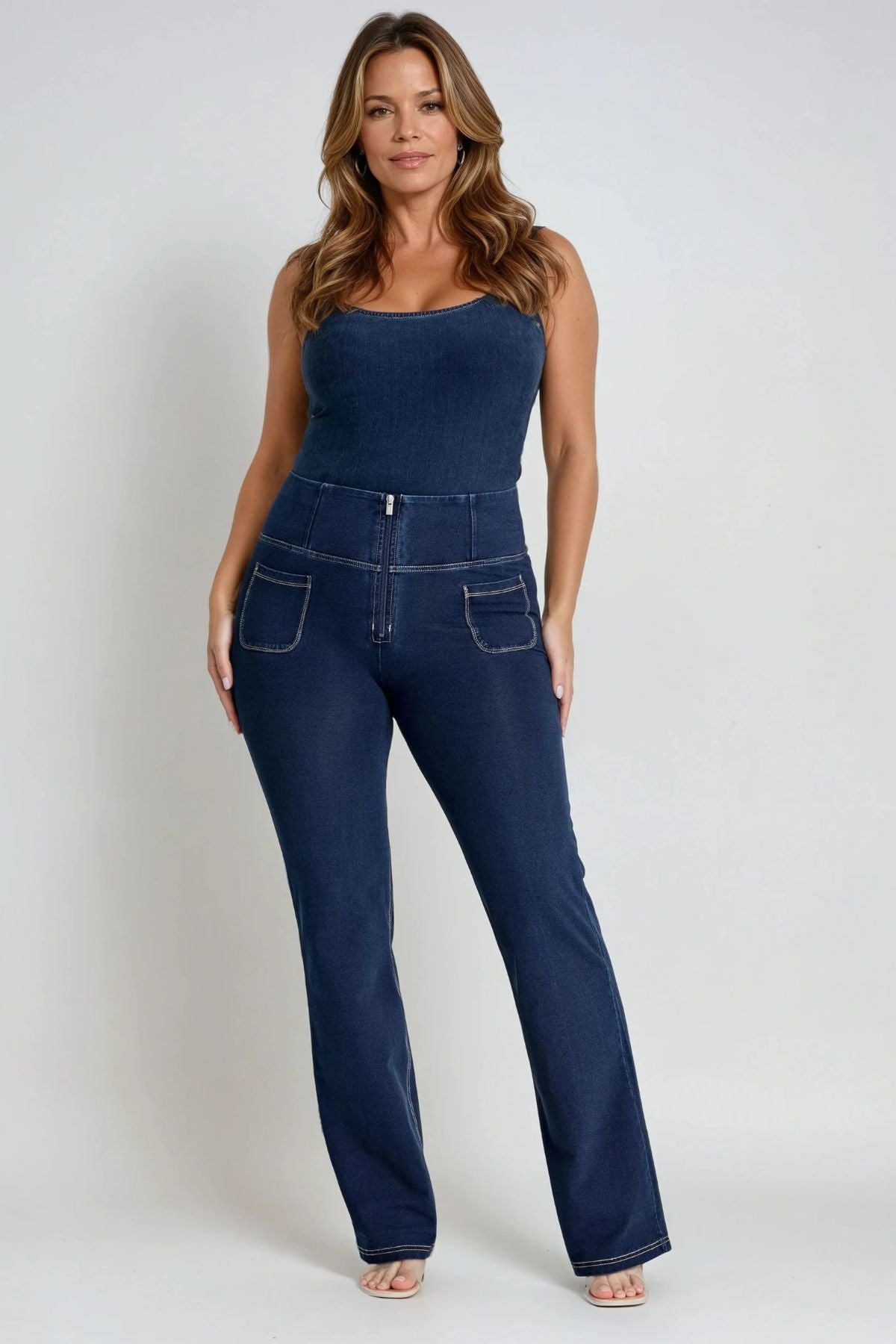 Flare Denim with Pockets High Waist