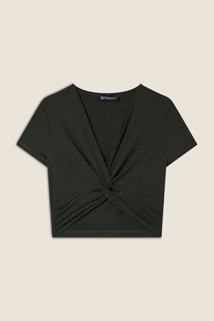 Freddy Active DIWO black cropped t-shirt with twisted front – view 5