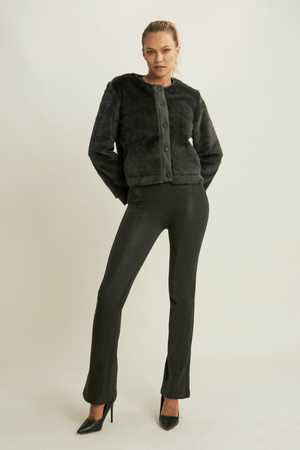 Freddy WR.UP® deep olive velvet high waist mini flare trousers – view 2