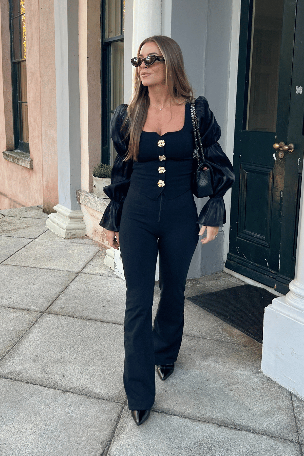 Flared Cotton High Waist Black