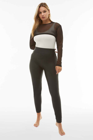 Freddy WR.UP® black faux leather stitching detail high waist trousers – view 3