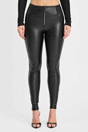 Freddy WR.UP® leopard print black faux leather high waist trousers – view 9