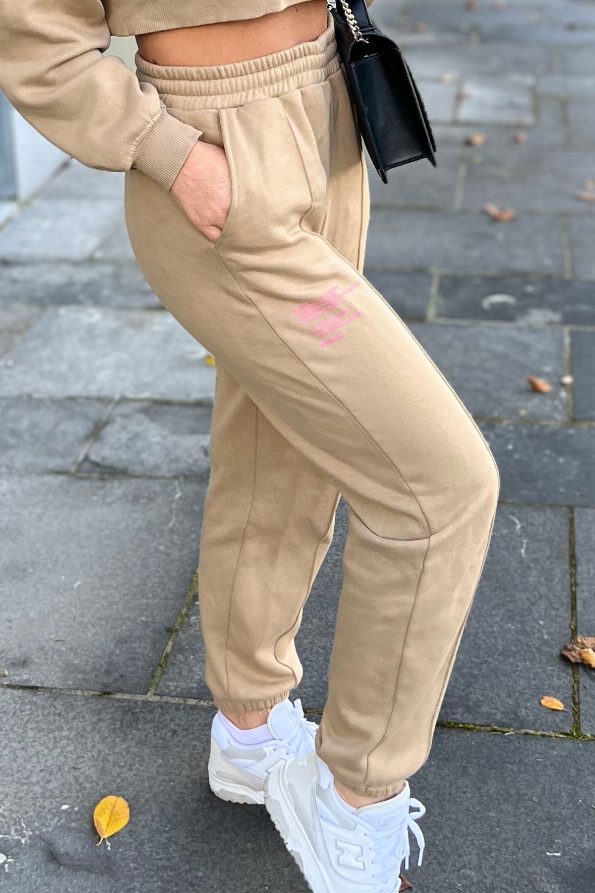 Beige Tracksuit Bottoms – Brushed Fleece