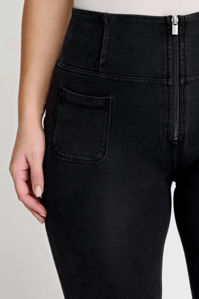 Flared Black Denim with Pockets High Waist