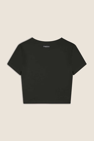 Freddy Active DIWO black cropped t-shirt with twisted front – view 6