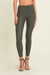 Lace Up Front Detail Leather High Waist Deep Olive Green
