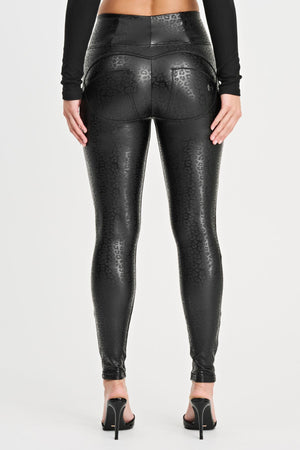 Freddy WR.UP® leopard print black faux leather high waist trousers – view 6