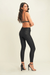 Lace Up Front Detail Leather Black High Waist Black