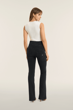 Freddy WR.UP® black denim high waist flare jeans with lace up front – view 6