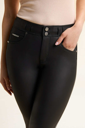 Freddy N.O.W black faux leather regular waist ankle trousers – view 6