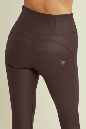 Freddy WR.UP® chocolate brown faux leather lace up front ankle trousers – view 5