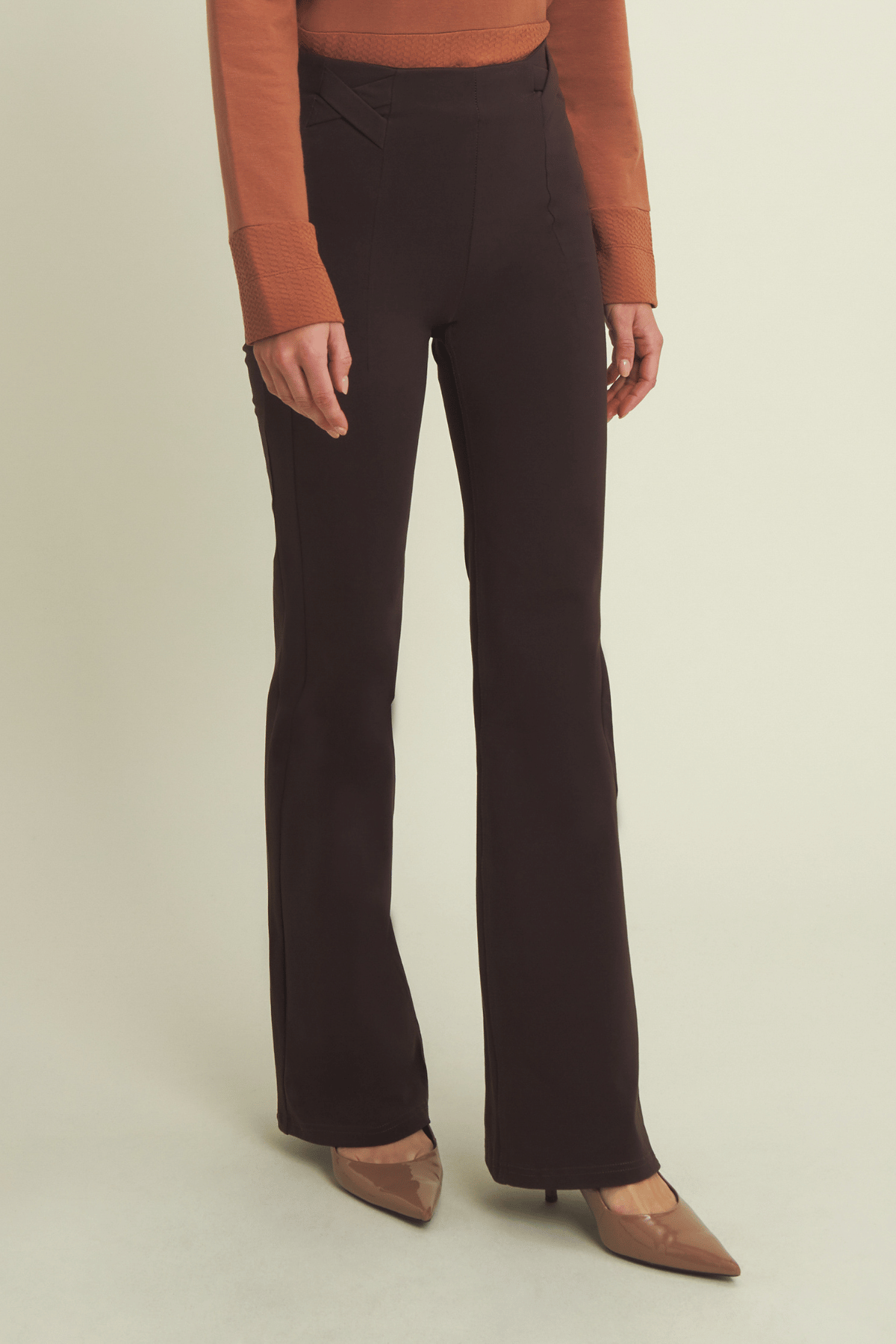 N.O.W Flare Cotton Chocolate High Rise Pants