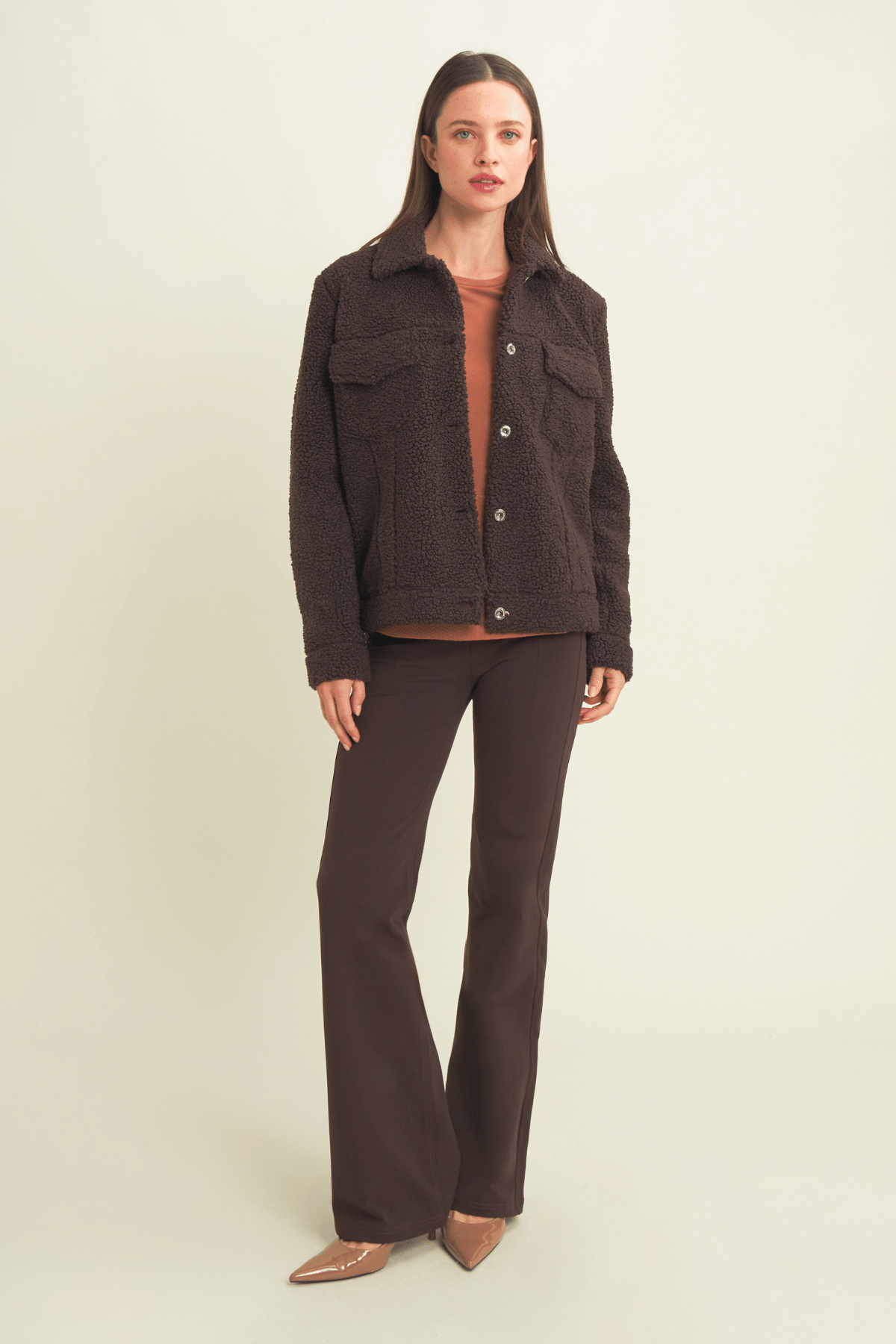 N.O.W Flare Cotton Chocolate High Rise Pants