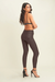Lace Up Front Detail Leather High Waist Chocolate Brown