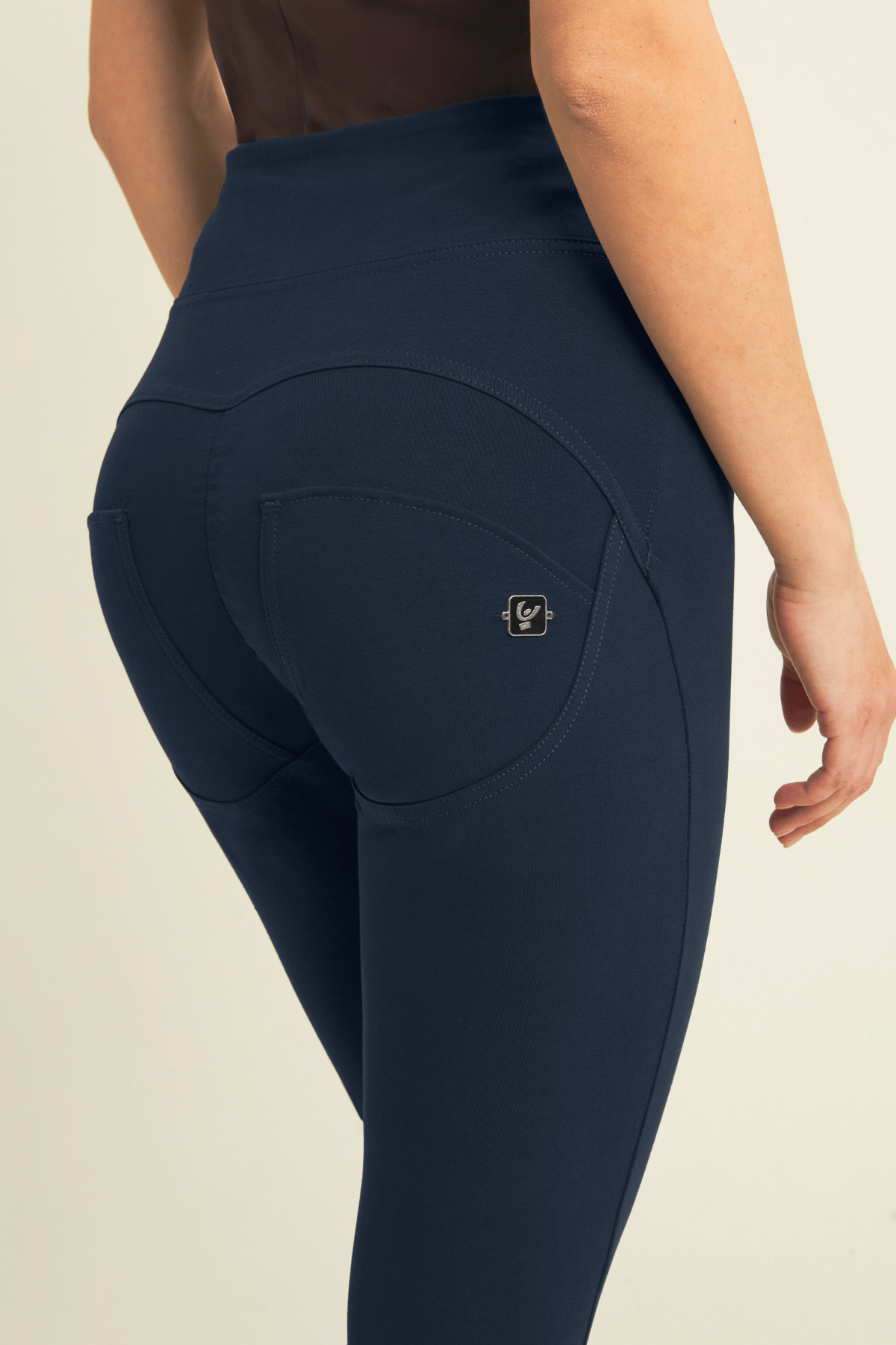 Military Button Detail Cotton High Waist Ankle Length Midnight Navy
