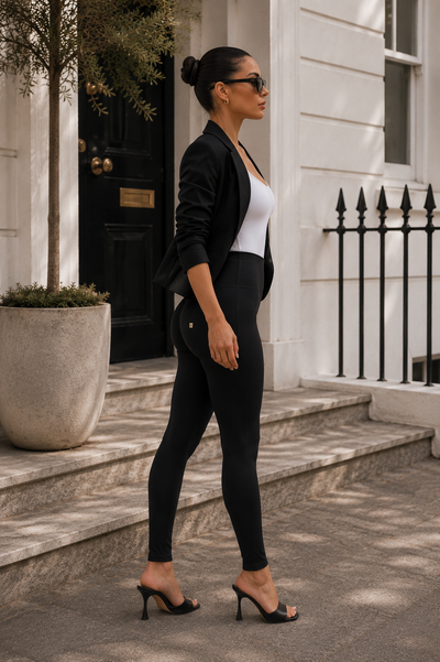 Black Cotton High Waist Full Length