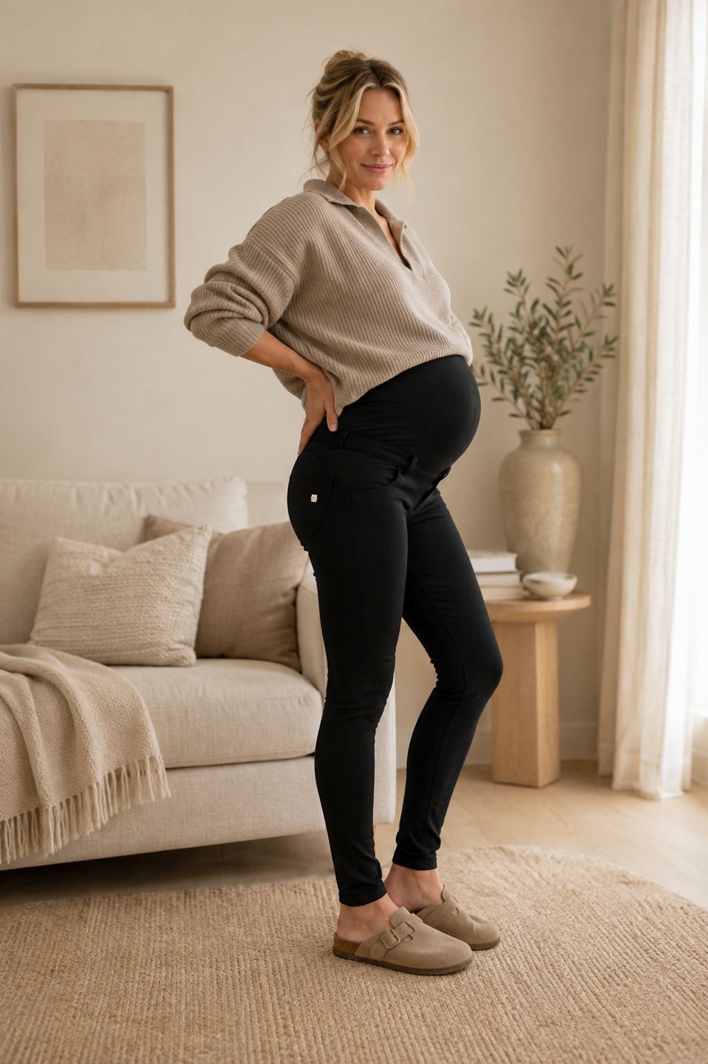 Maternity Skinny Black Cotton Pants