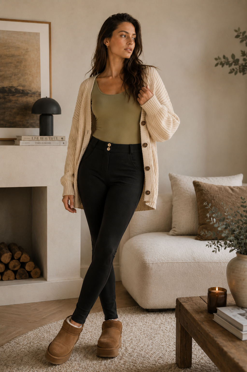 Fleece Lined DIWO Mid Rise Full Length