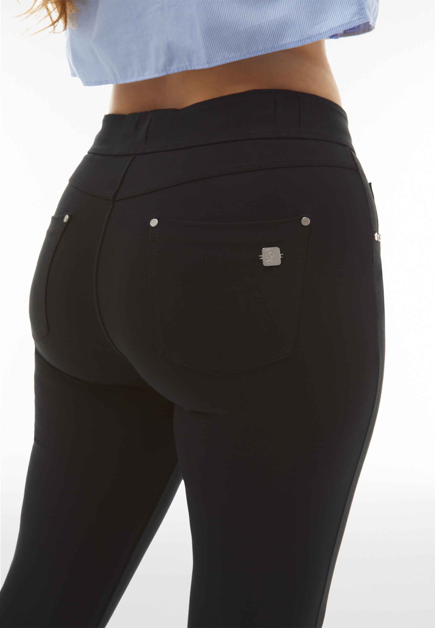 NOW Black Cotton Pocket Regular Rise Pants