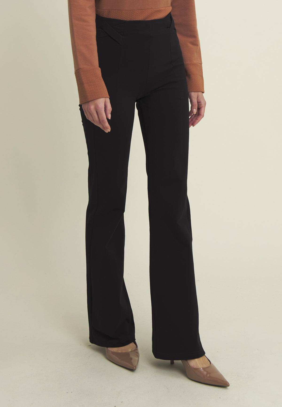N.O.W Flare Cotton Black High Rise Pants