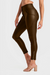 Brown Biker Faux Leather Super High Rise Ankle Length