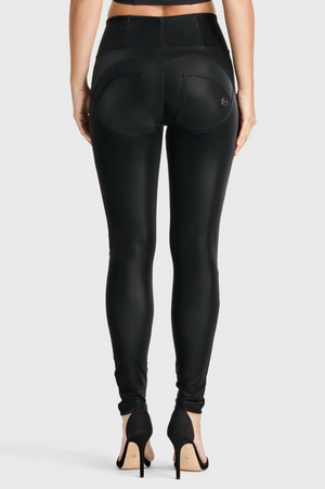 Freddy WR.UP® black velvet leather high waist ankle trousers – view 4