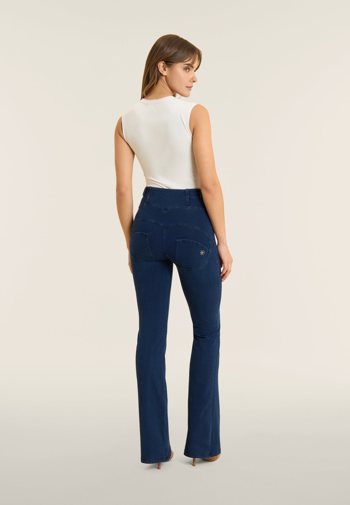 Freddy WR.UP® denim high waist flare jeans with lace up front – view 6
