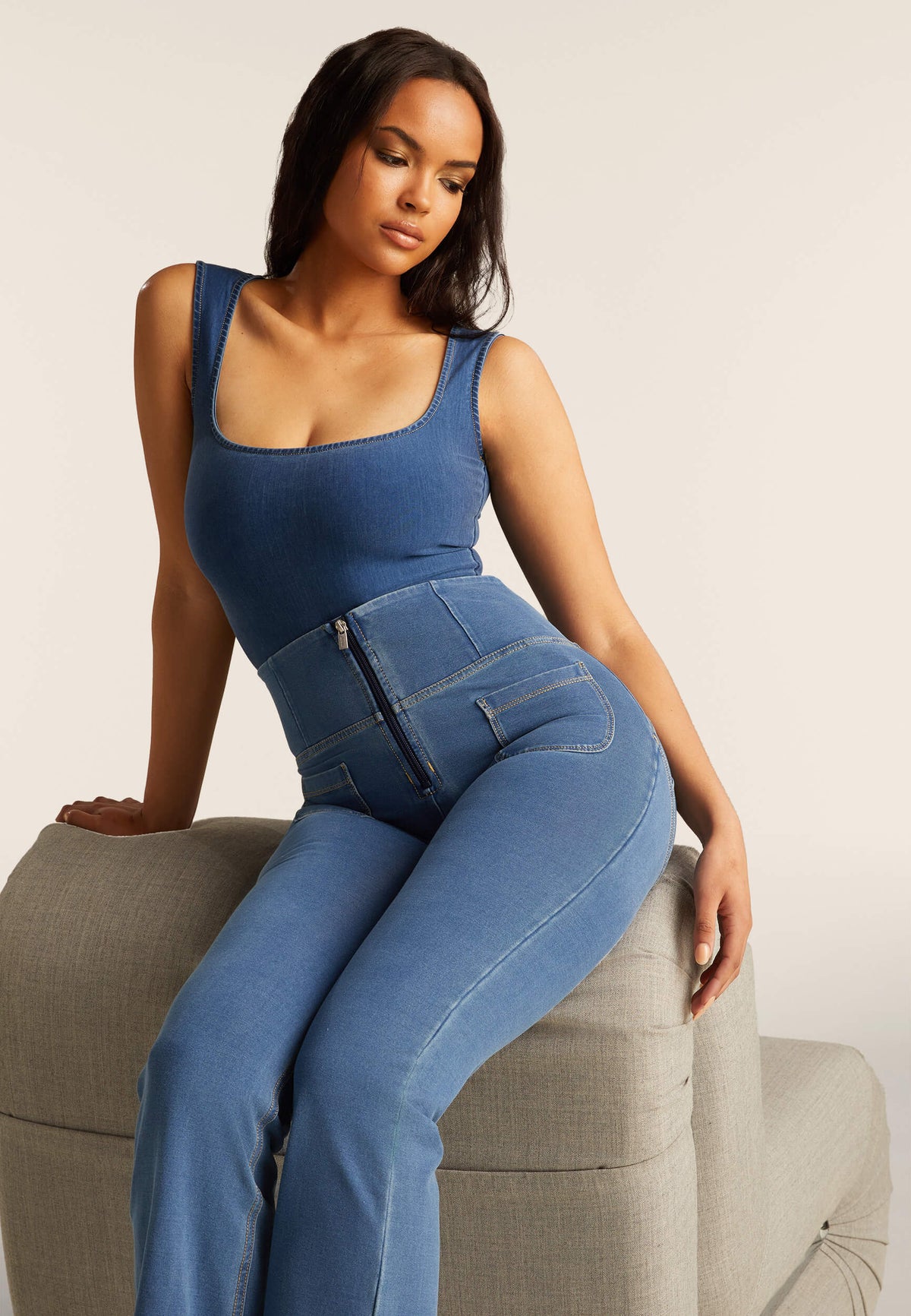 Freddy WR.UP® light denim high waist flare jeans – view 4