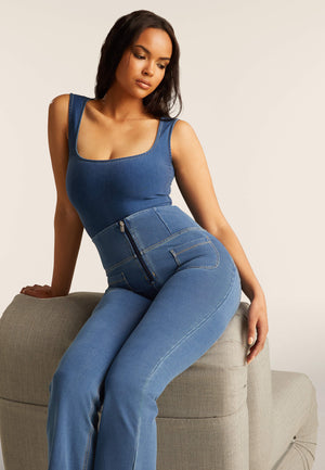 Freddy WR.UP® light denim high waist flare jeans – view 4