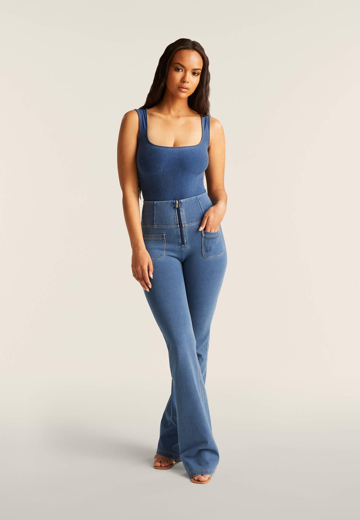 Freddy WR.UP® light denim high waist flare jeans – view 8