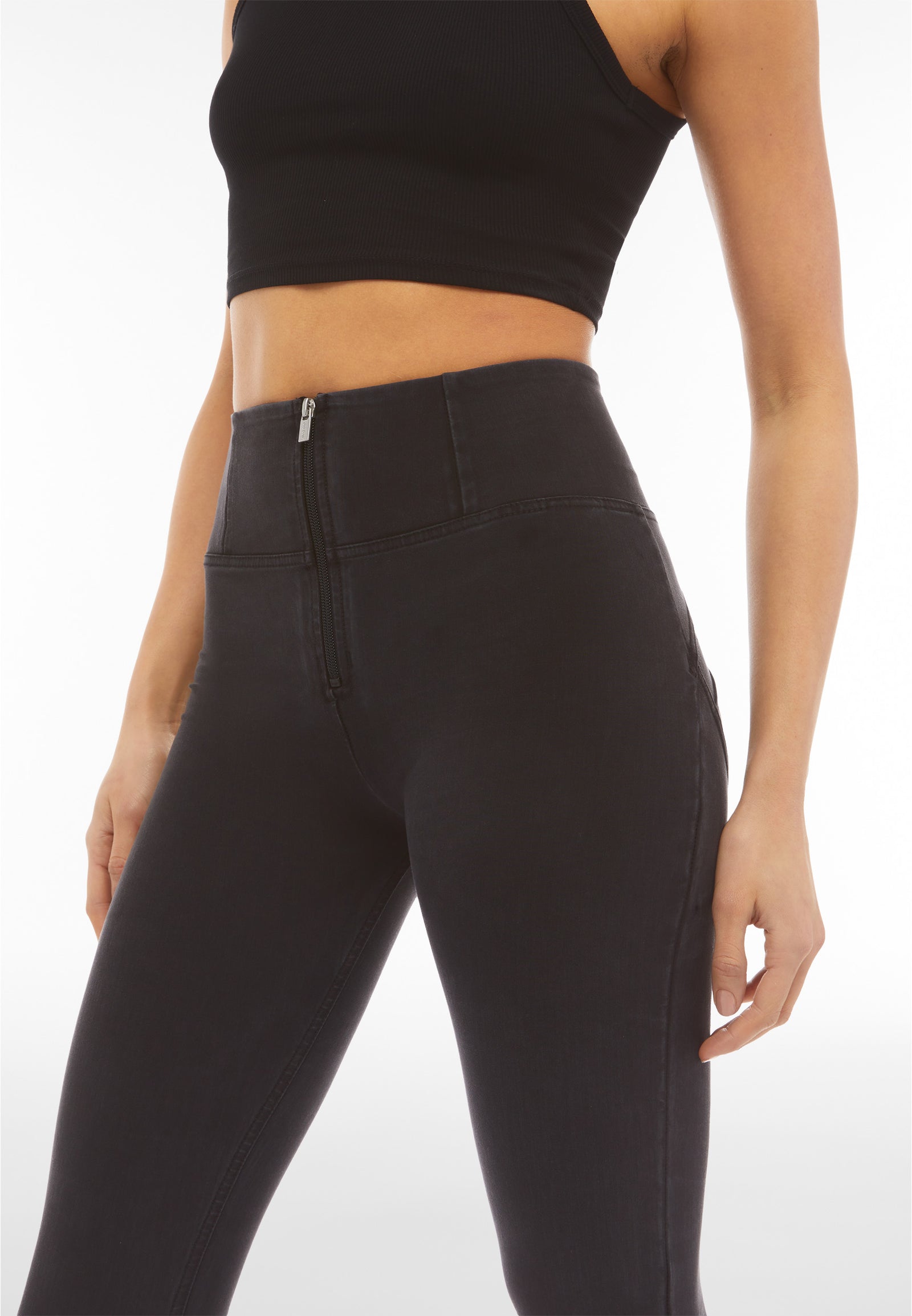 Freddy WR.UP® black denim black stitch super high waist jeans – view 2