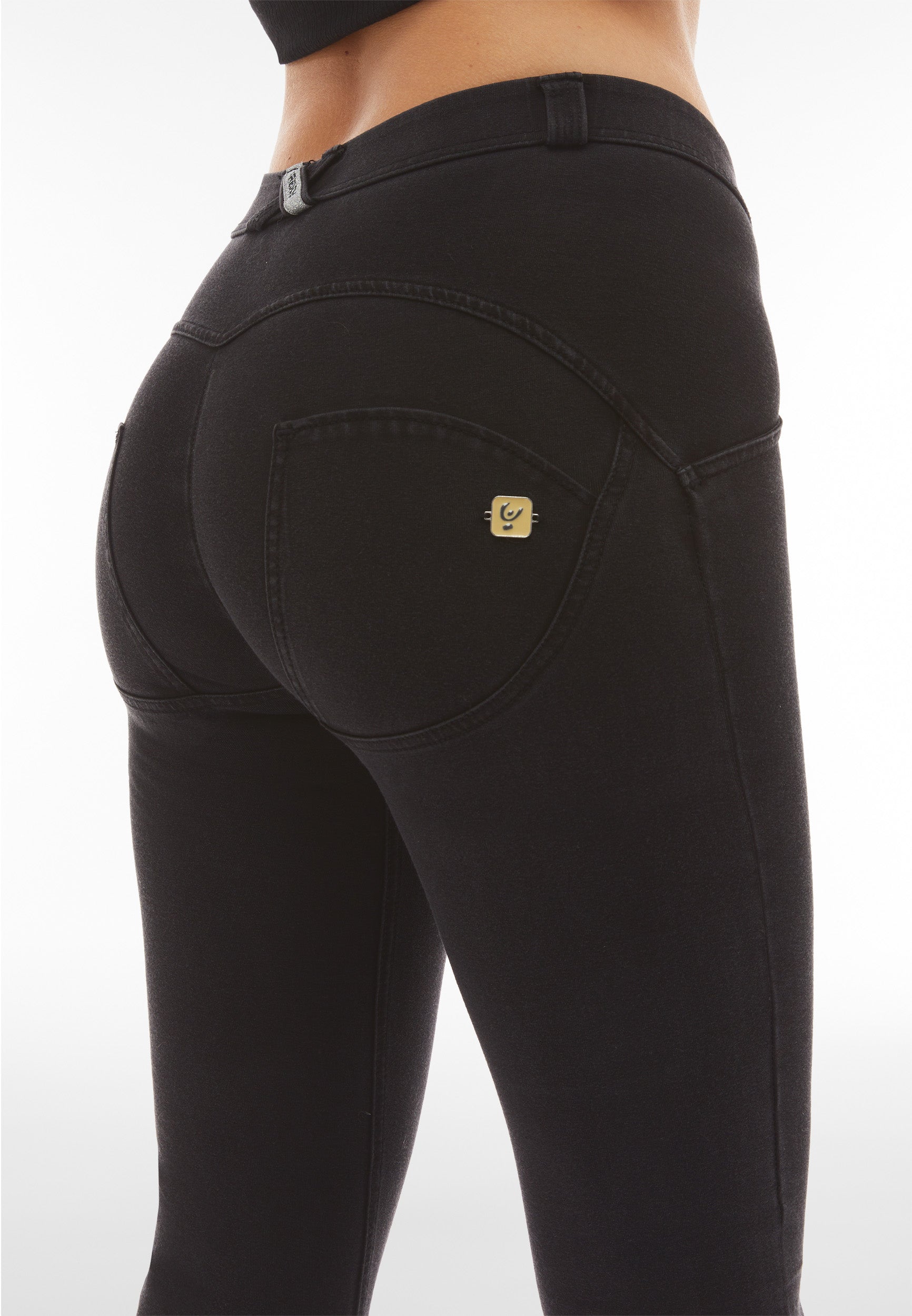 Black Denim Black Stitch Mid Rise Full Length1