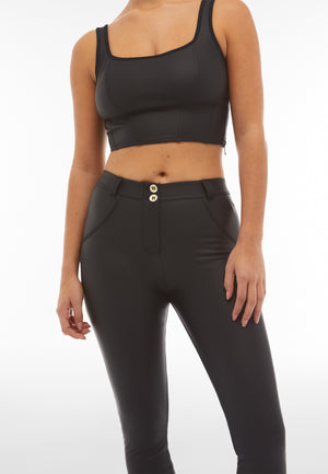 Freddy WR.UP® black faux leather mid rise trousers – view 3