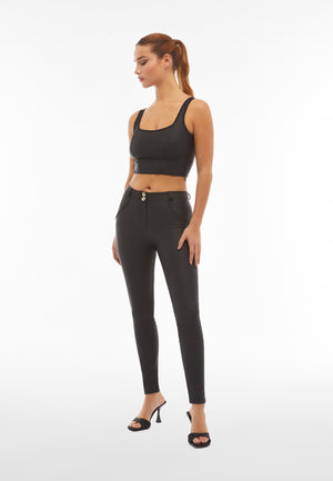 Freddy WR.UP® black faux leather mid rise trousers – view 4