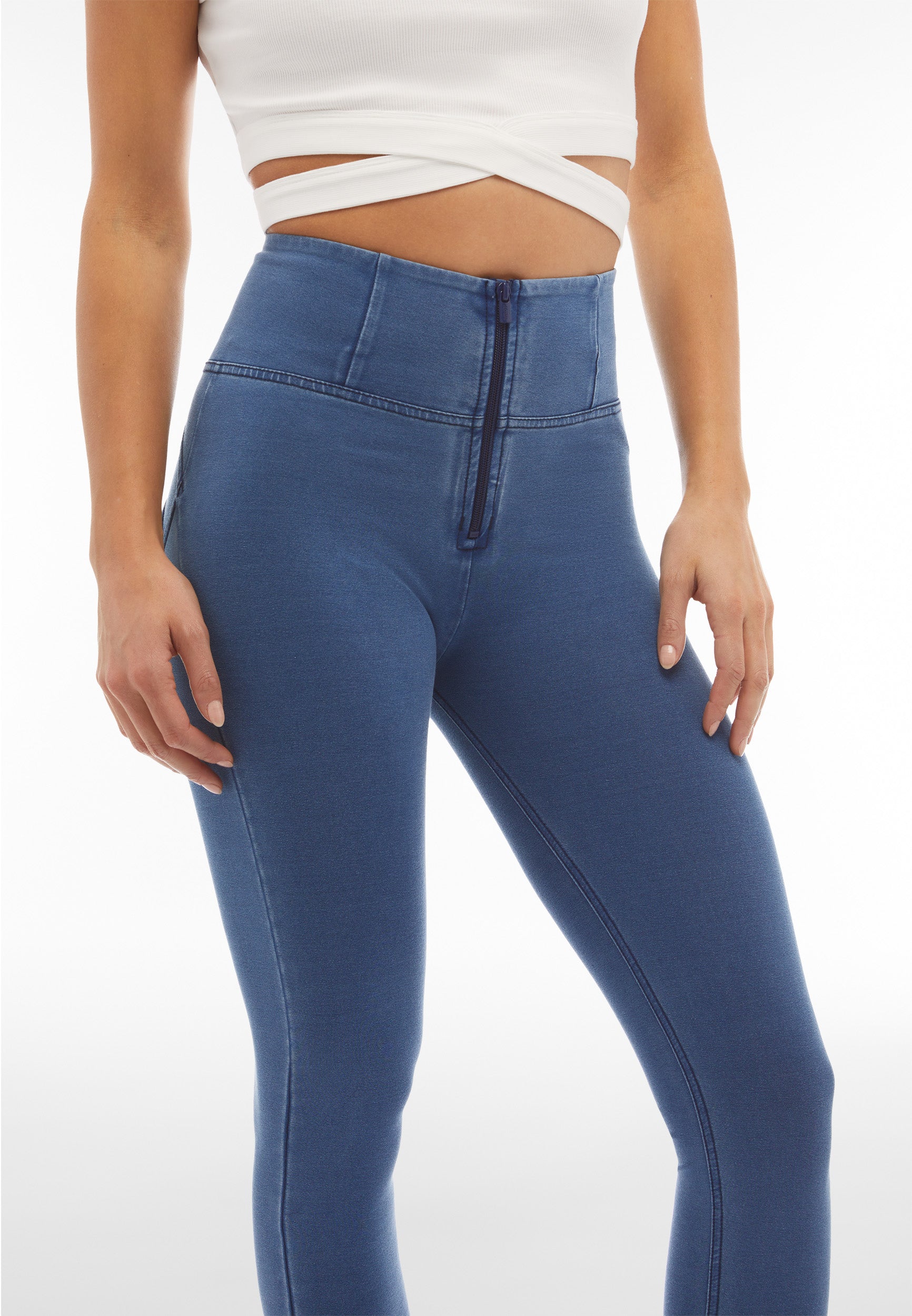 Blue Freddy Jeans High Waist WRUP Denim Button High Waisted