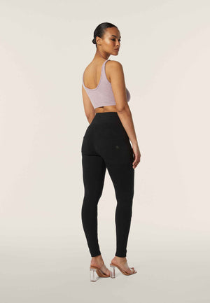 Freddy black cotton high rise trousers with side zip detail – view 5