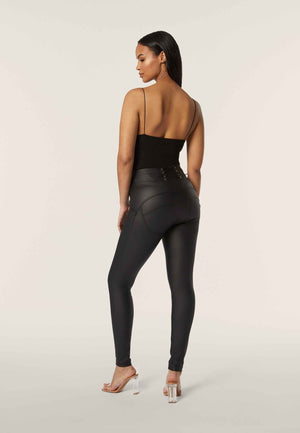 Freddy WR.UP® black faux leather lace up detail high waist trousers – view 5