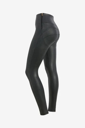 Freddy WR.UP® black snake effect faux leather super high waist trousers – view 4