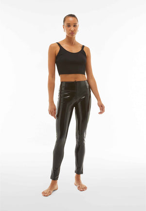 Freddy black latex high shine high rise trousers – view 5