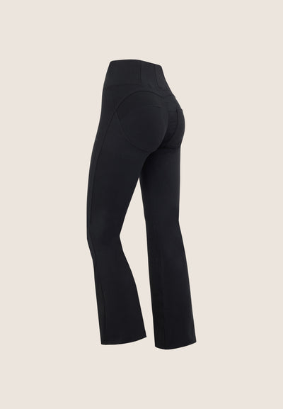 Black Cotton High Waist Relaxed Petite Cropped Bootcut