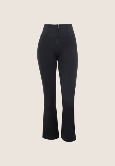 Black Cotton High Waist Relaxed Petite Cropped Bootcut