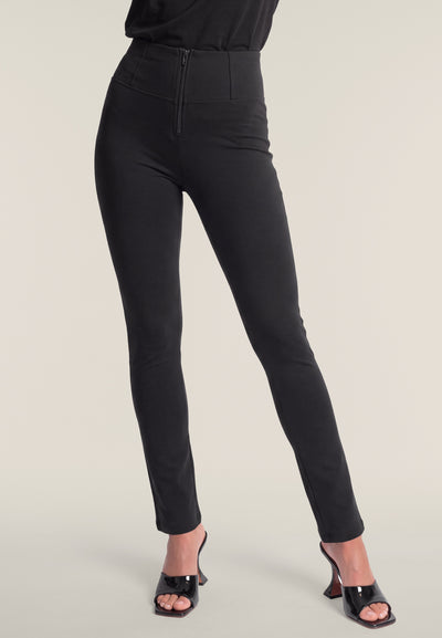 Black Cotton High Waist Relaxed Petite Cropped Bootcut