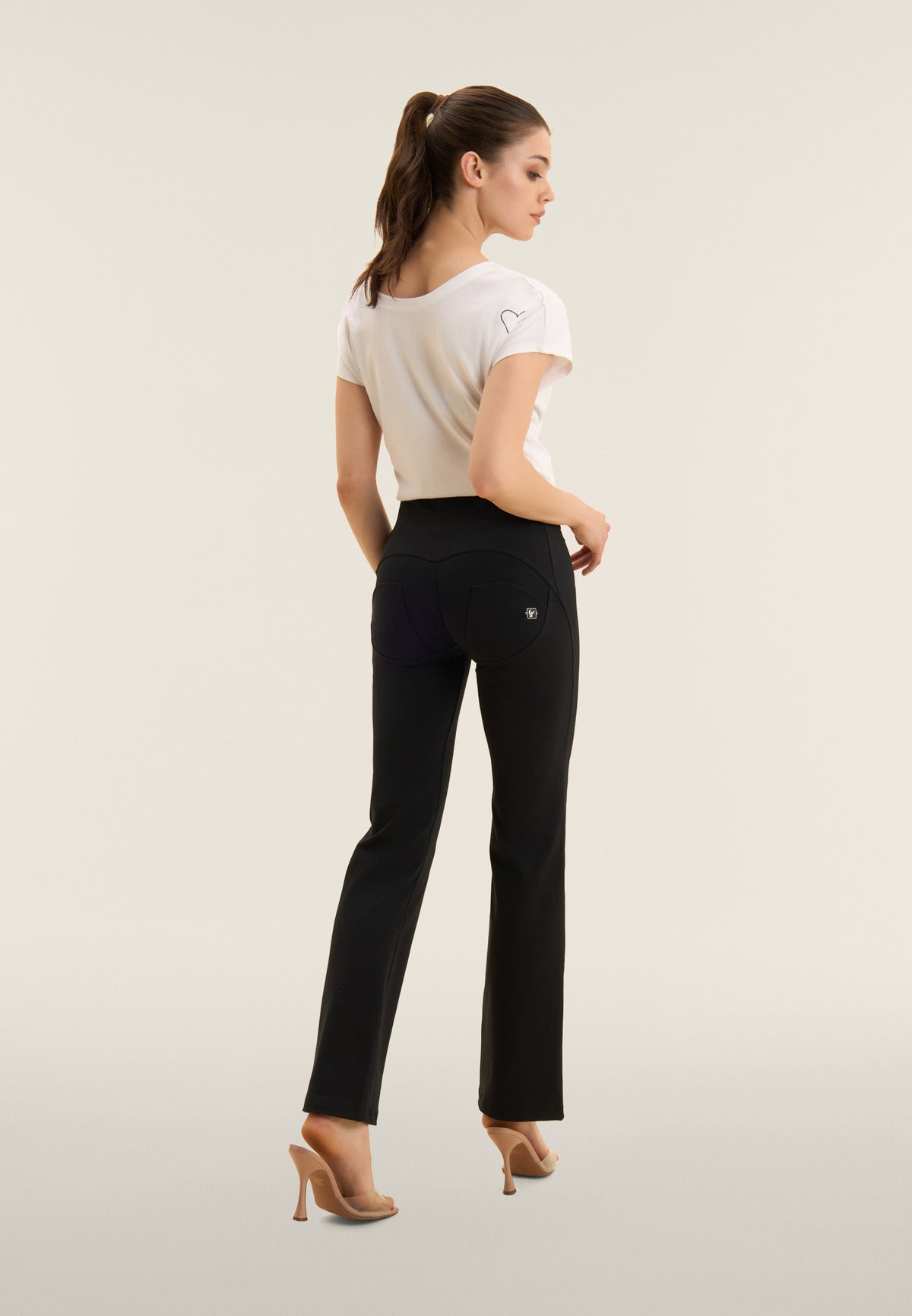Freddy WR.UP® black cotton high waist cropped bootcut trousers – view 8