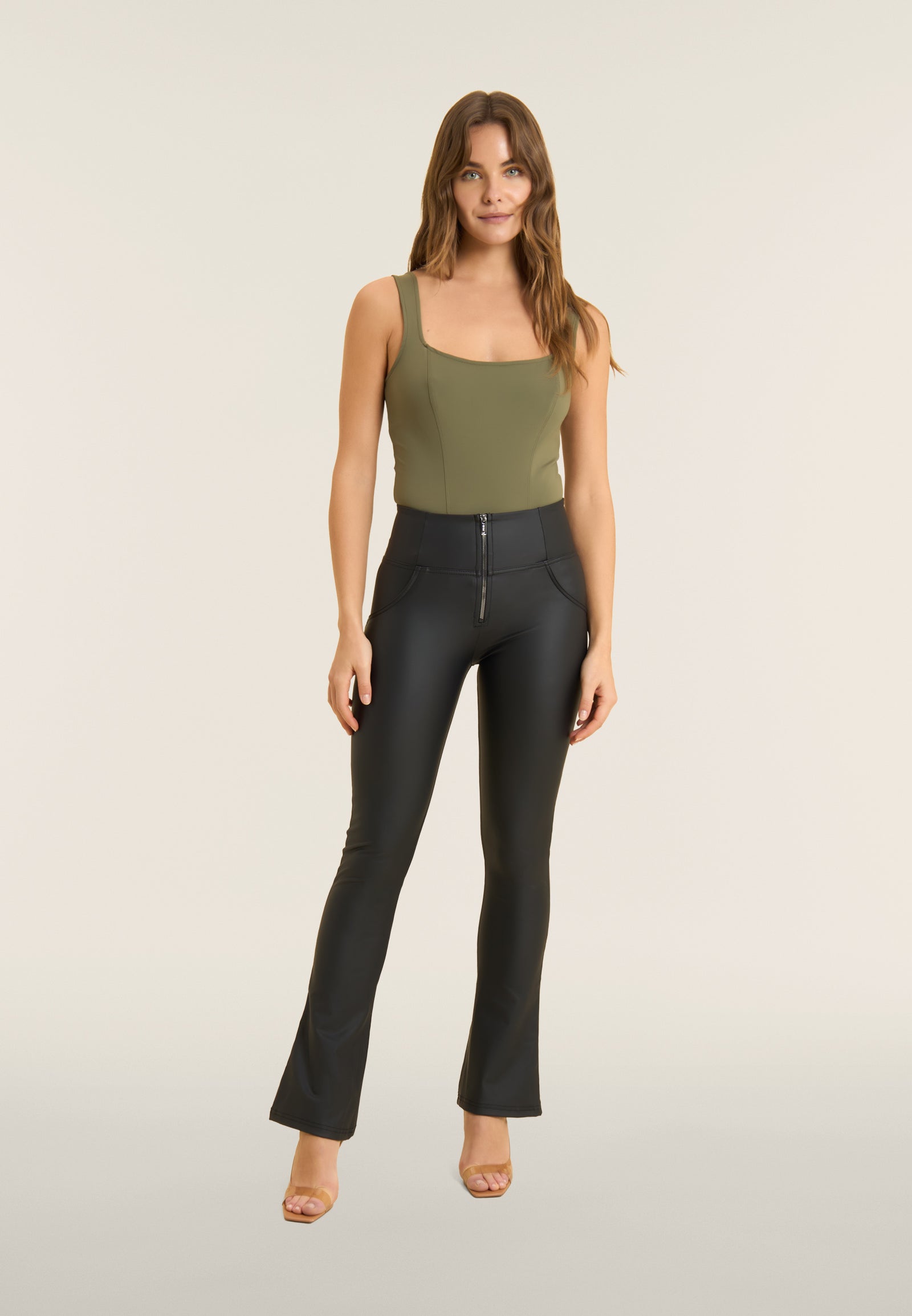 Mini Flares Faux Leather High Rise