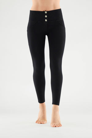 Freddy WR.UP® black cotton 3 button high waist skinny trousers – view 2