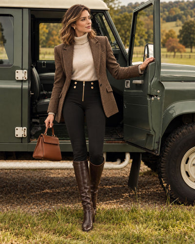 Black Military Button Skinny Trousers – High Waist, Ankle Length