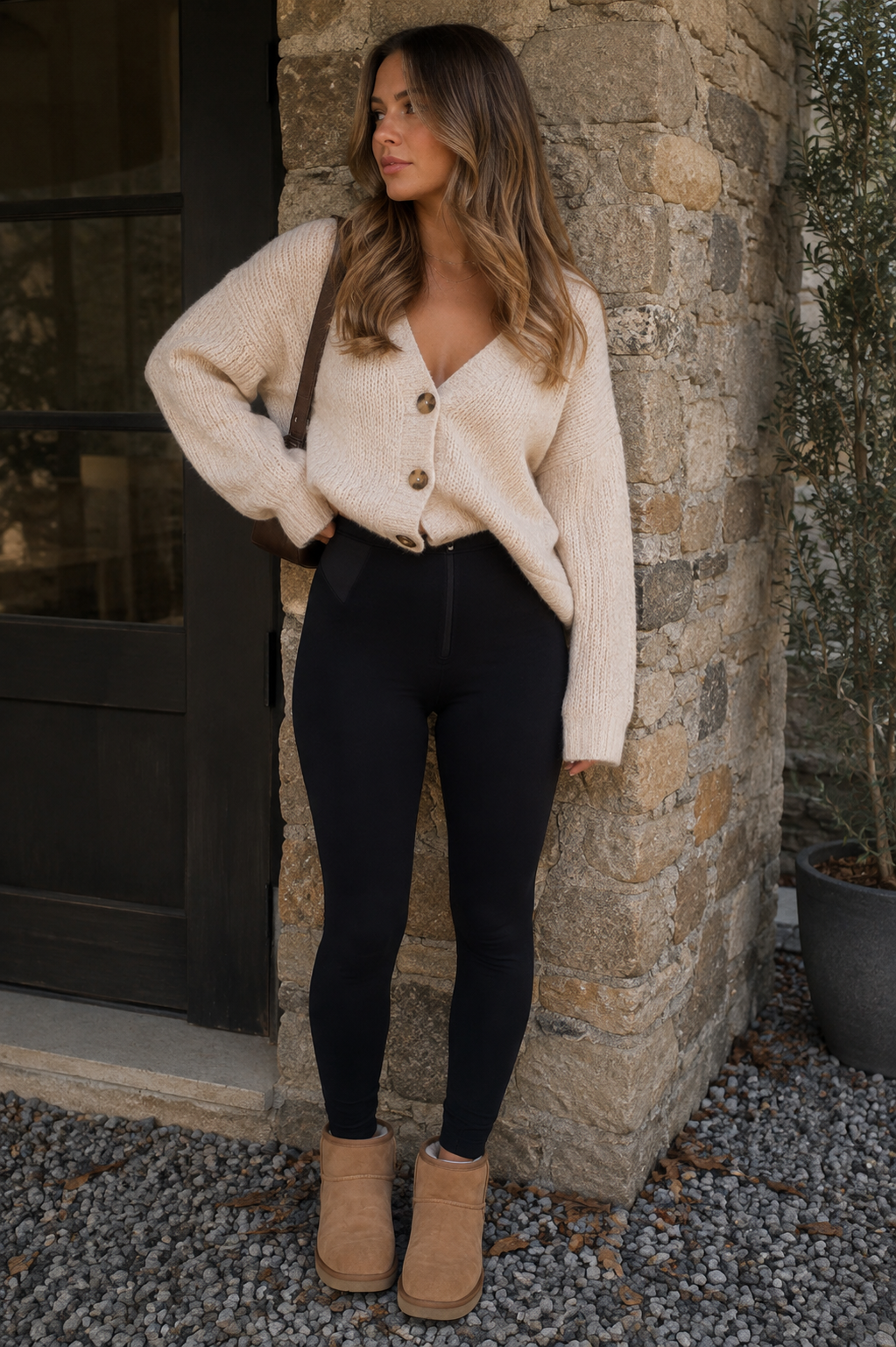 Black Cotton High Waist with Contour Side Details Ankle Length