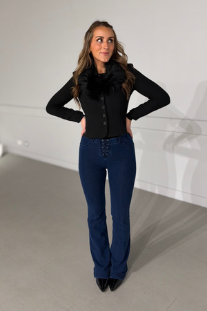 Freddy WR.UP® denim high waist flare jeans with lace up front – view 8