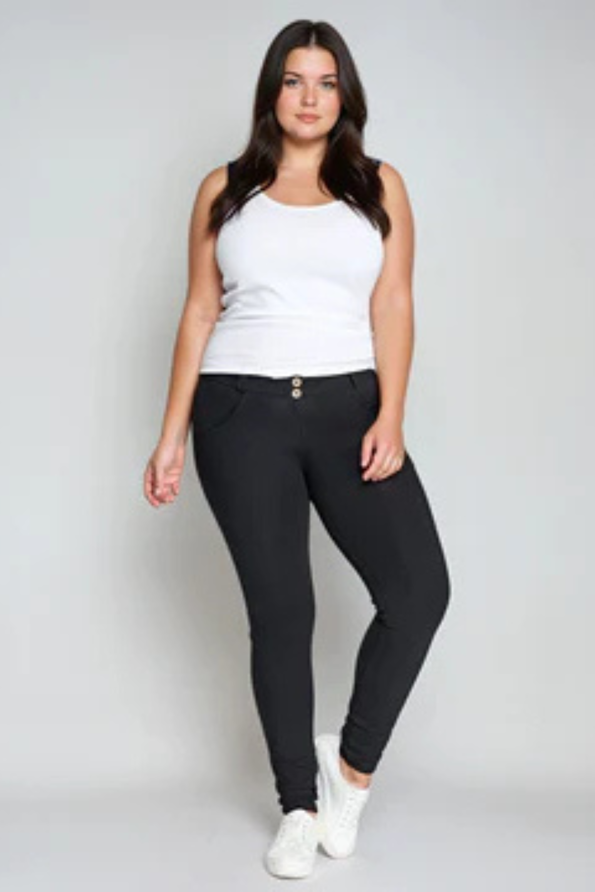 Black Cotton Regular Mid Rise Full Length