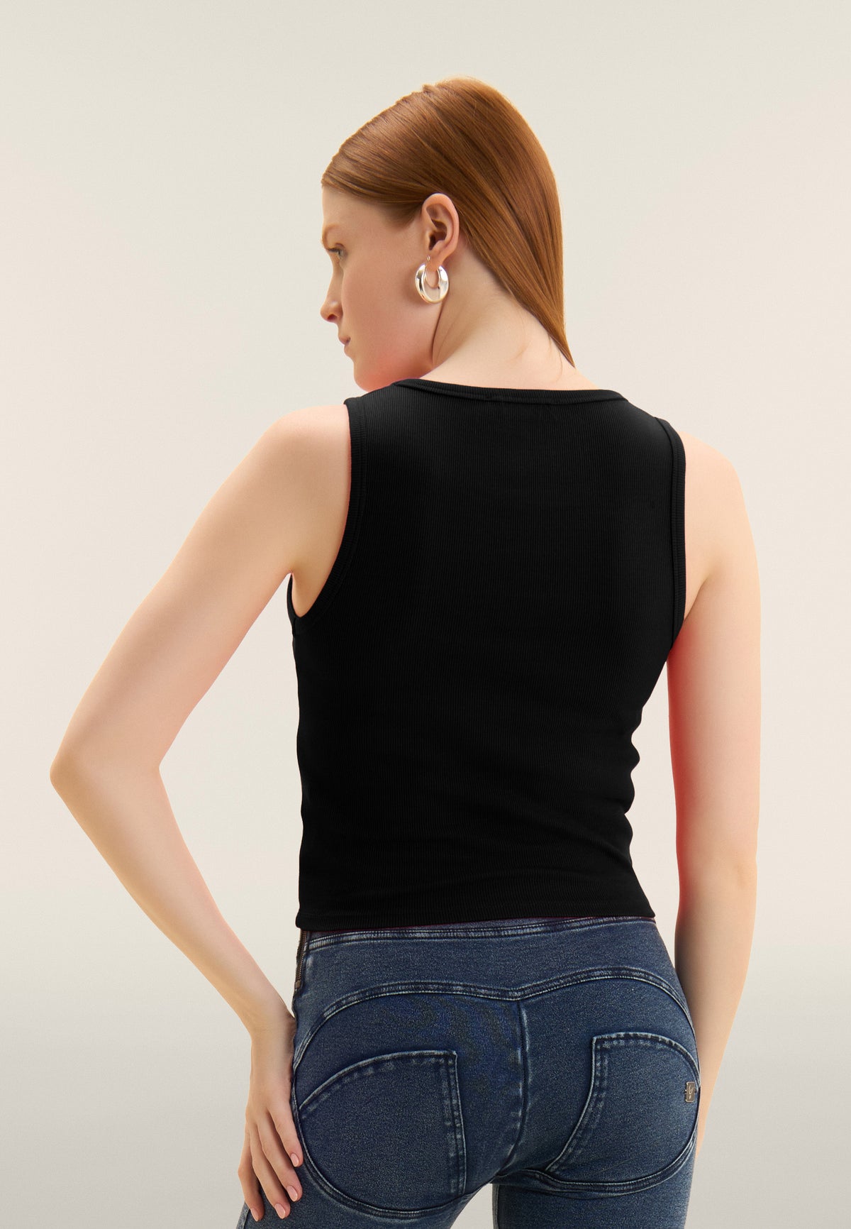Freddy cropped ribbed tank top with embroidered logo – view 3